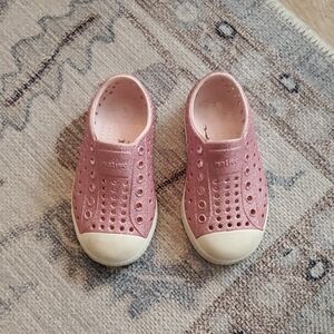 Native Pink Glitter Waterproof Shoes Toddler Girls Sz7